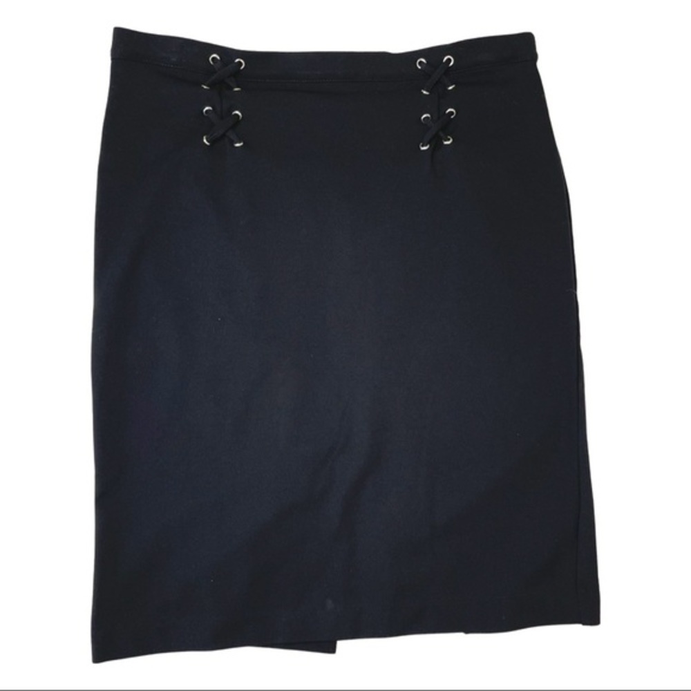 Lace Up Black Pencil Skirt